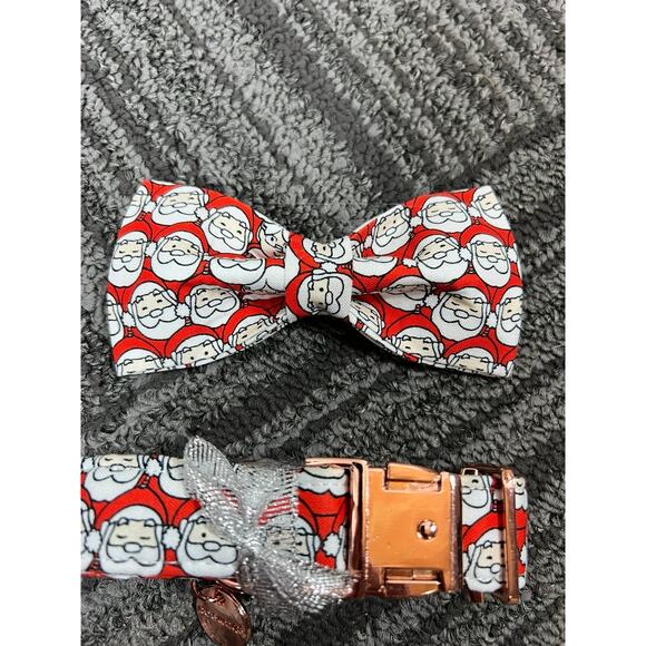 DOGWONG Red Christmas Dog Collar with Bowtie, Santa Claus Christmas Dog Collar - Picture 8 of 9